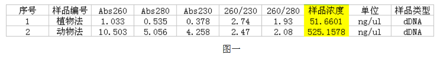 simgen-動物組織DNA試劑盒-植物DNA試劑盒-洗脫下來的DNA測量結(jié)果圖